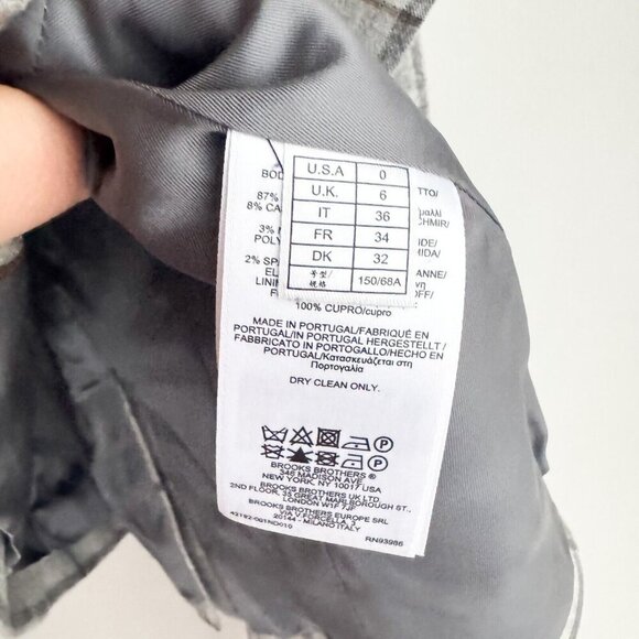 Brooks Brothers Plaid Wool Blend Grey Blue Classic Blazer 0 - Picture 9 of 9